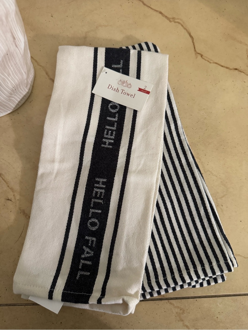Hello Fall Black & White Dish Towels New